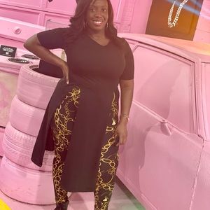 Fashion Nova High Waist Chain Print Stretch Leggings - Black/Gold